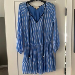 MICHAEL Michael Kors Blue and White Long Sleeve Sundress